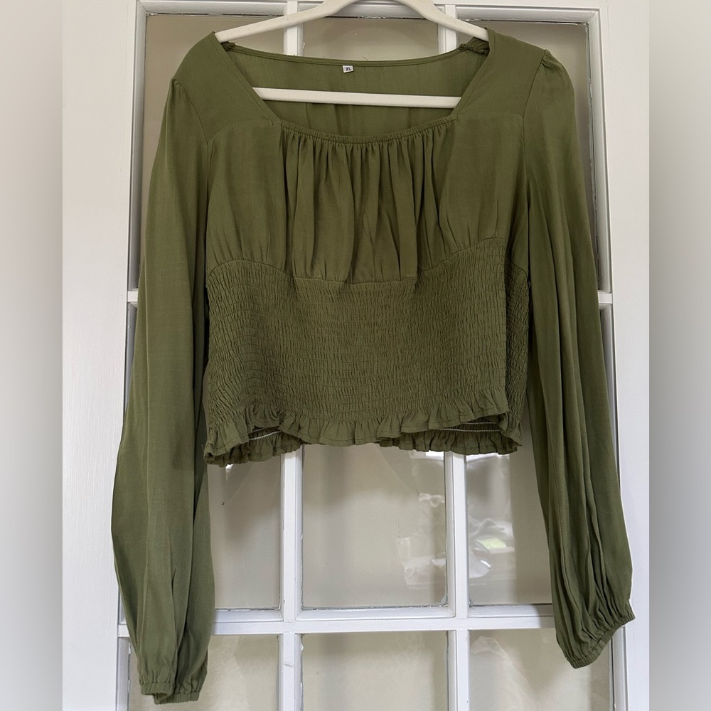 Olive Green Women's Top (Size XL)